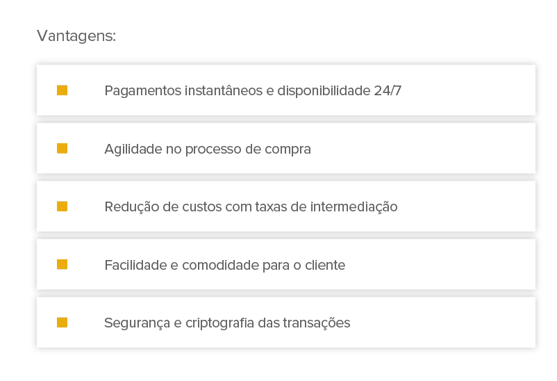 O método de pagamento online chamado PIX tem como vantagens, por exemplo, a agilidade no processo de compra