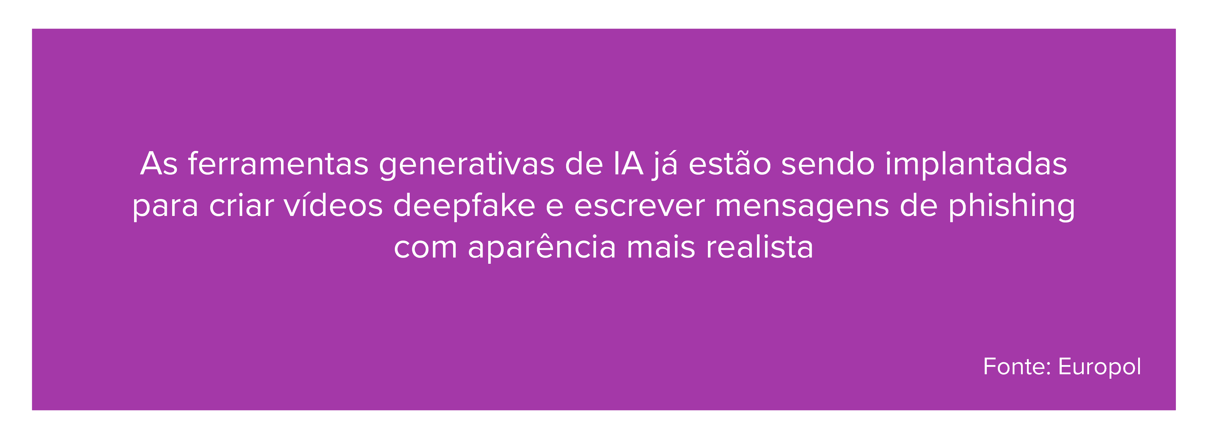 As ferramentas generativas de IA já estão sendo implantadas para criar vídeos deepfake e escrever mensagens de phishing com aparência mais realista