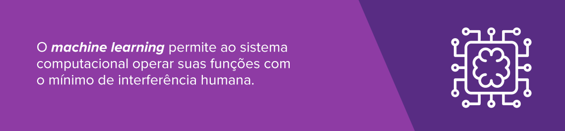 O machine learning permite ao sistema computacional operar suas funções com o mínimo de interferência humana.