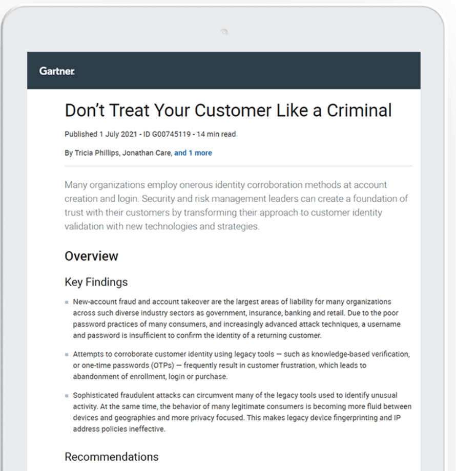 Capa do Gartner's Don't Treat Your Customer Like A Criminal Report