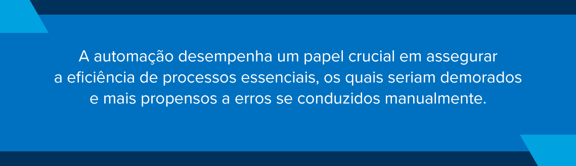 Imagem explicando que a automação desempenha um papel crucial em assegurar a eficiência de processos essenciais.