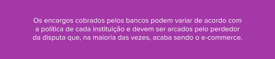 Imagem explicando que os encargos da instituição bancária são um dos custos do chargeback